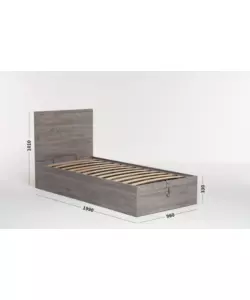 LETTO SINGOLO CONTENITORE "HI BOX" ROVERE GRIGIO 90X190 CM